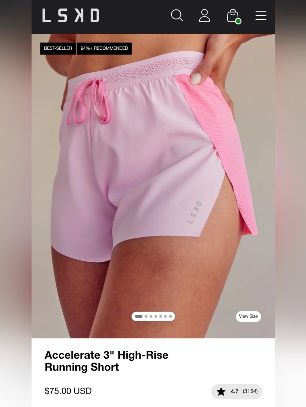 LSKD medium Accelerate 3" High-Rise Running Shorts in Light Pink